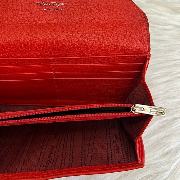 SALVATORE FERRAGAMO CALF LEATHER LONG WALLET AND SILK SCARF BUNDLE - Picture 6 of 15